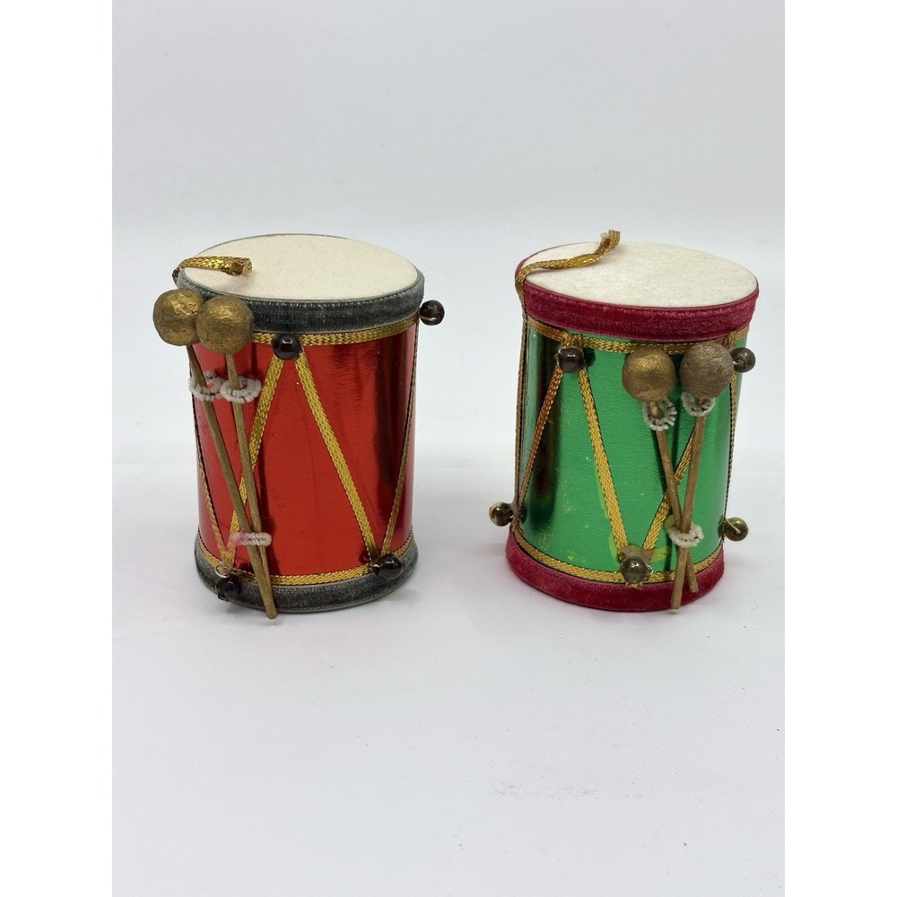 Felt Styrofoam Drums Ornaments , Pair , Made In Japan